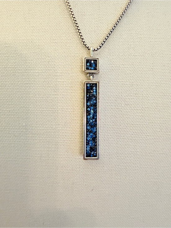 Brighton Jewelry - Brighton Silver Blue Crystal Vertical Bar Pendant Necklace